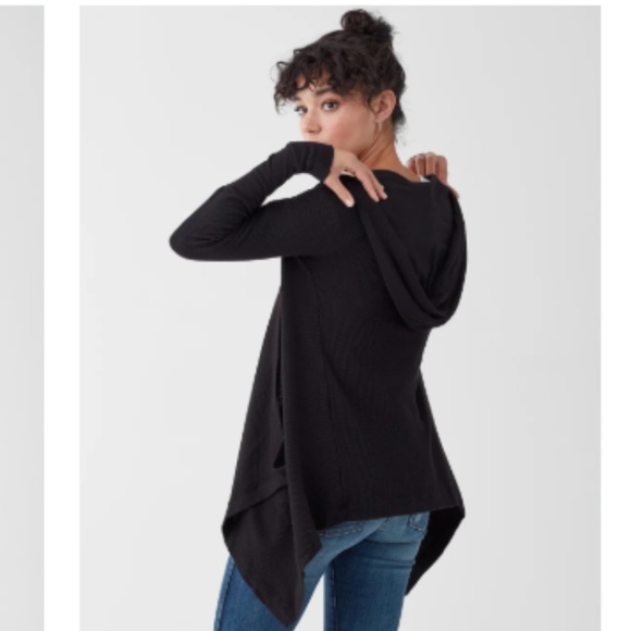splendid draped waffle knit thermal hoodie